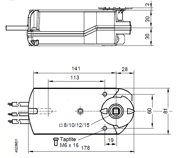 Размеры электропривода Siemens GNA126.1E